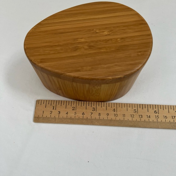 Totally Bamboo Salt Cellar Storage Trinket Box with Swivel Lid Tear Drop Shape - Picture 13 of 16